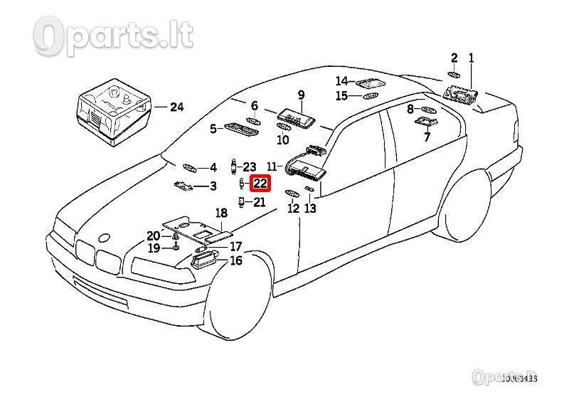 Lemputė BMW 3 E21 E30 E36 5 E12 E28 E34 6 E24 7 E23 E32 E38 8 E31 X3 E83 63217167000