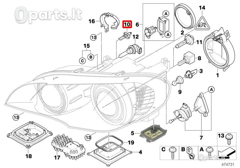 Lemputė BMW 3 E21 E30 E36 5 E12 E28 E34 6 E24 7 E23 E32 E38 8 E31 X5 E53 63217160777