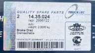 Stabdžių diskai Iveco 2996122 · 35336 – nuotrauka 2