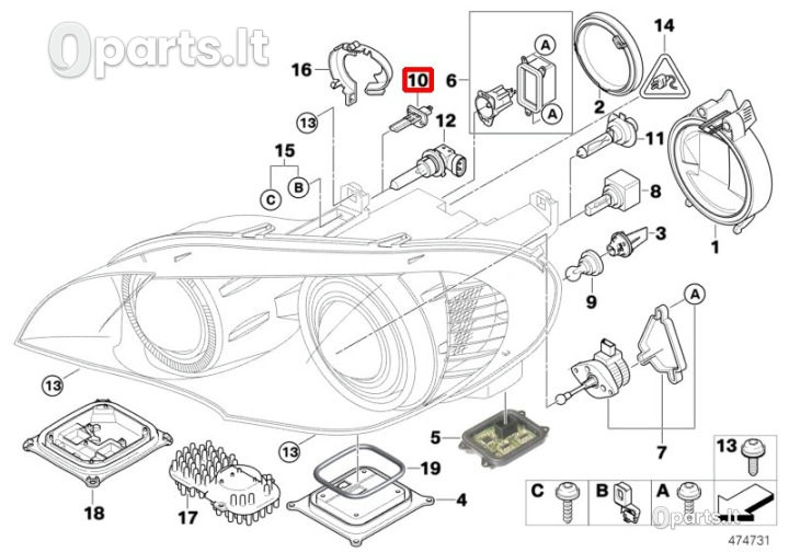 Lemputė BMW 3 E21 E30 E36 5 E12 E28 E34 6 E24 7 E23 E32 E38 8 E31 X5 E53
