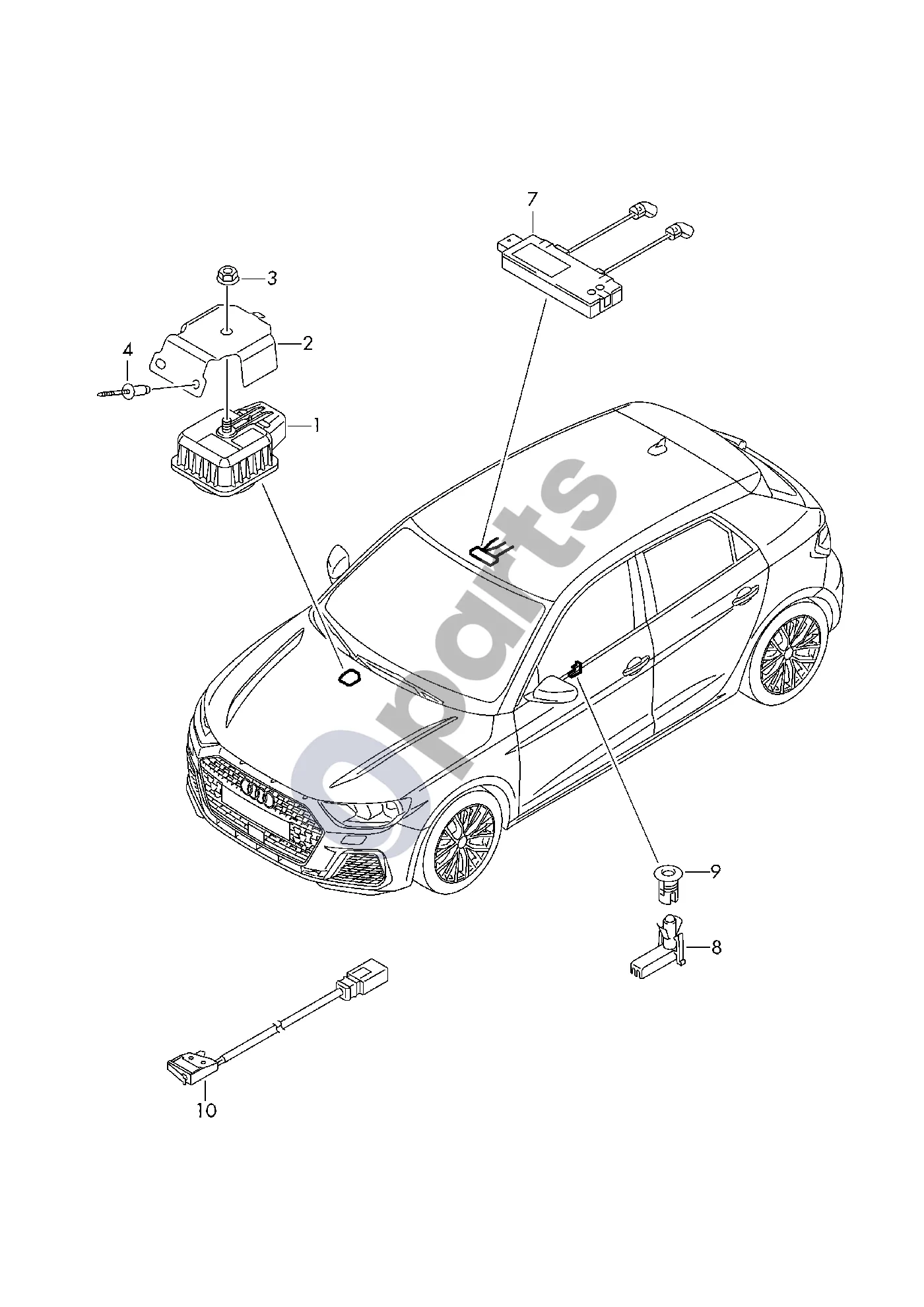Audi A1 (2018–) Apsaugos nuo vagystės signalizacija schema – Elektroninė sirena