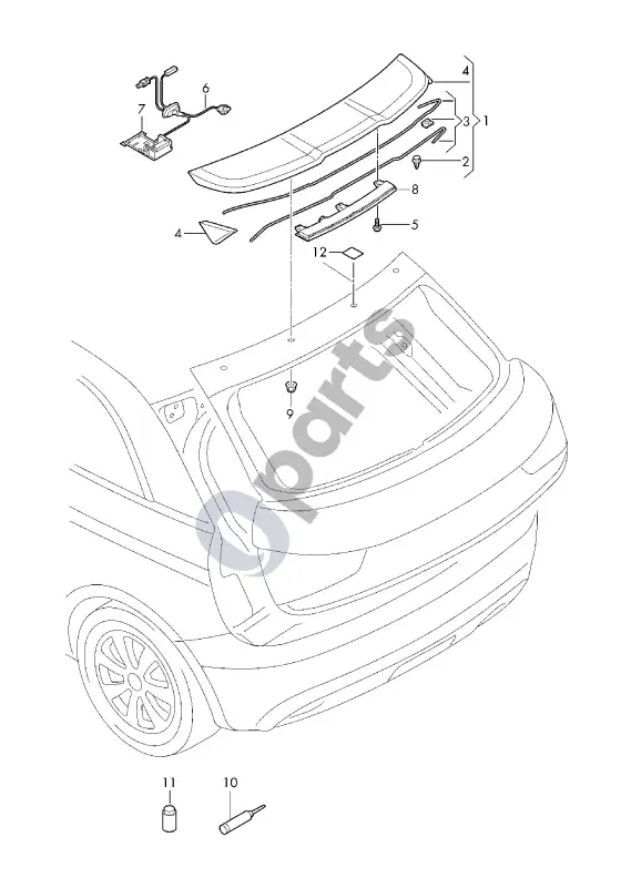 Audi A1 galinis spoileris – schema
