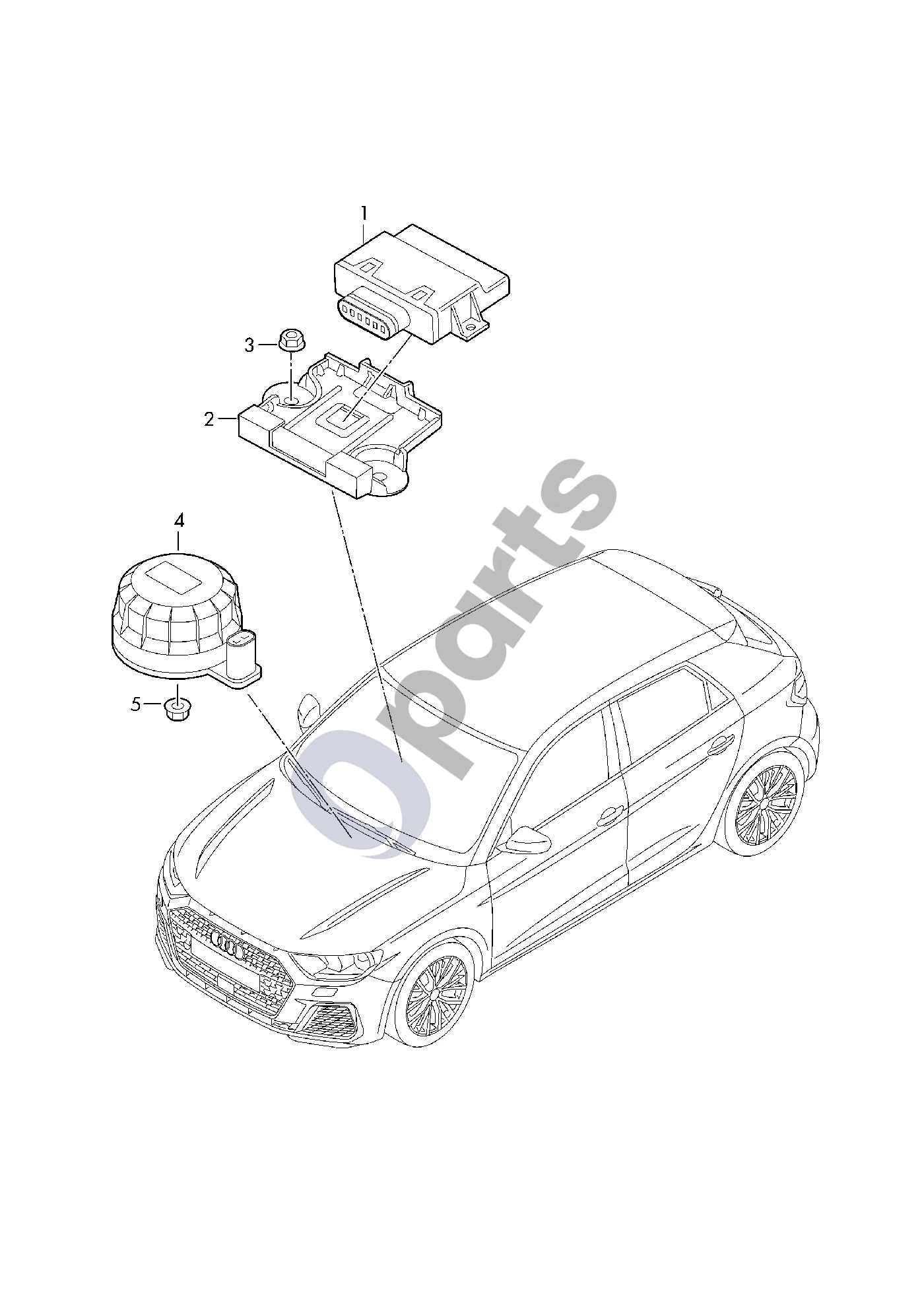 Audi A1 (2018–) Smūgio garso aktuatorius schema – Variklio garso generavimo aktuatorius