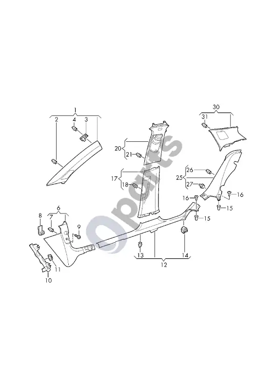 Audi A1 statramščio apdaila – schema