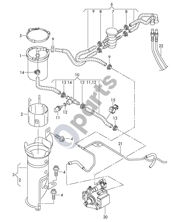 Audi A1 degalų filtras – schema
