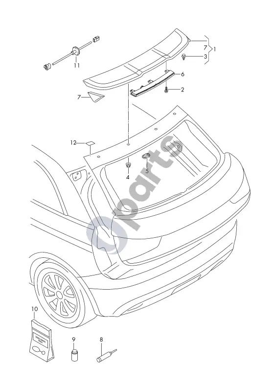 Audi A1 galinio dangčio spoileris – schema