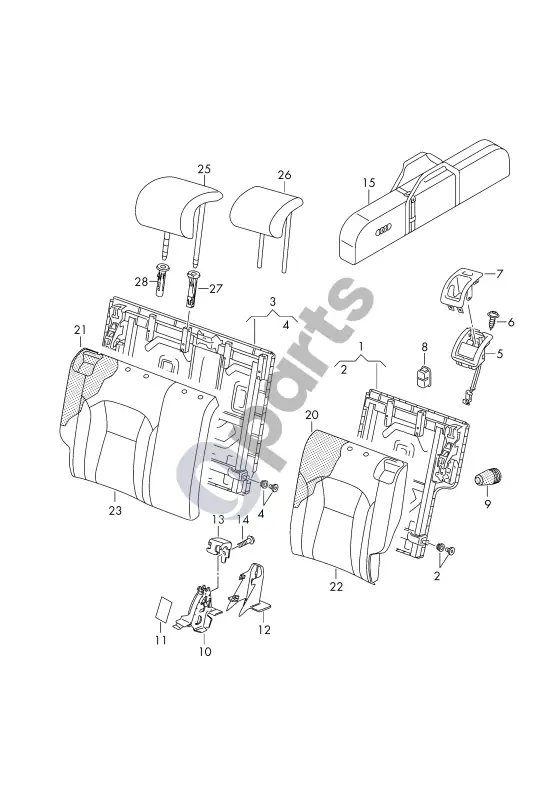 Audi A1 padalytas atlošas – schema