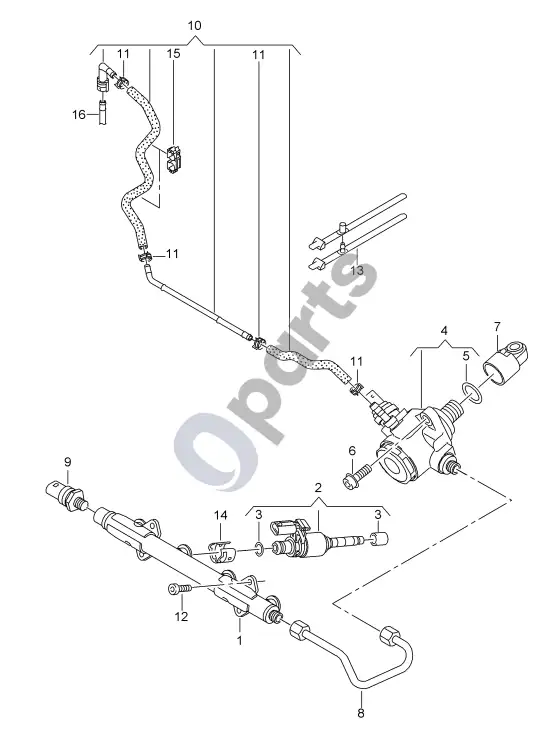 Audi A1 kuro bėgelis; kuro siurblys – schema