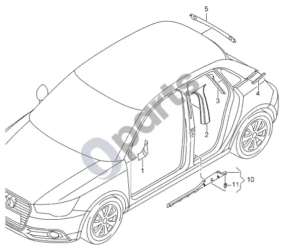 Audi A1 c statramsčio apdaila – schema