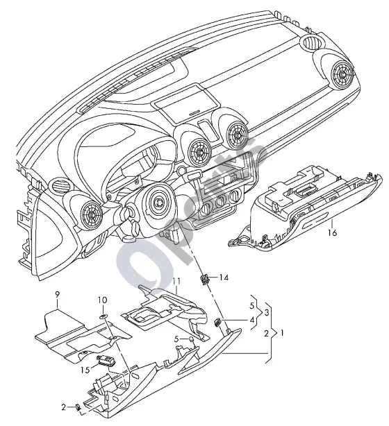 Audi A1 daiktų skyrius – schema