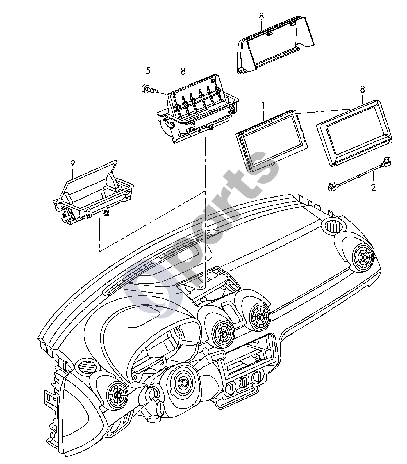 Audi A1 (2010–2018) Displėjus; multimedijos sąsajai „MMI“; ir; radijui schema – Displėjus; Radijui: D - 14.10.2013>>