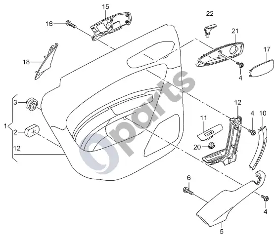 Audi A1 durų apmušalas – schema