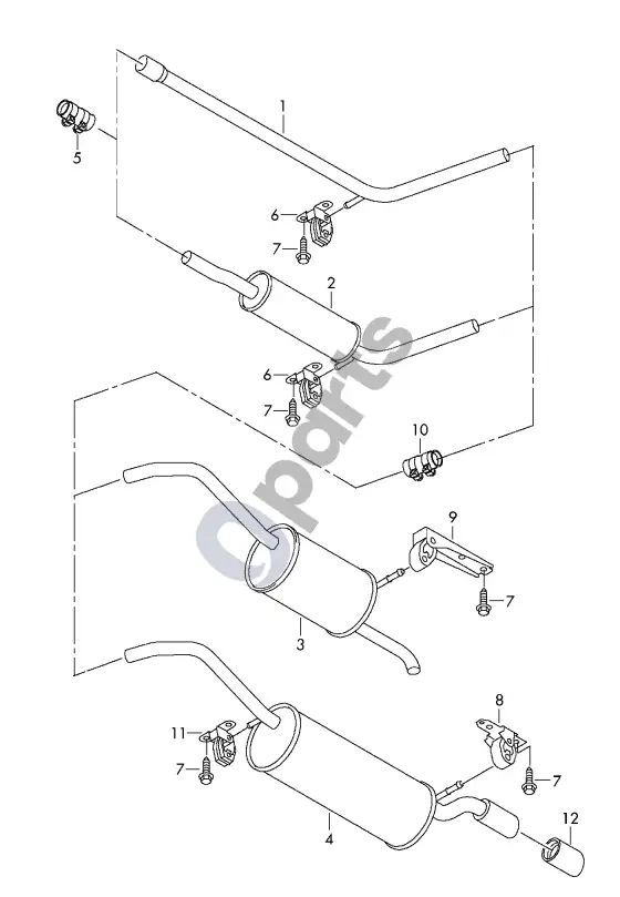 Audi A1 išmetimo vamzdis; galinis duslintuvas – schema