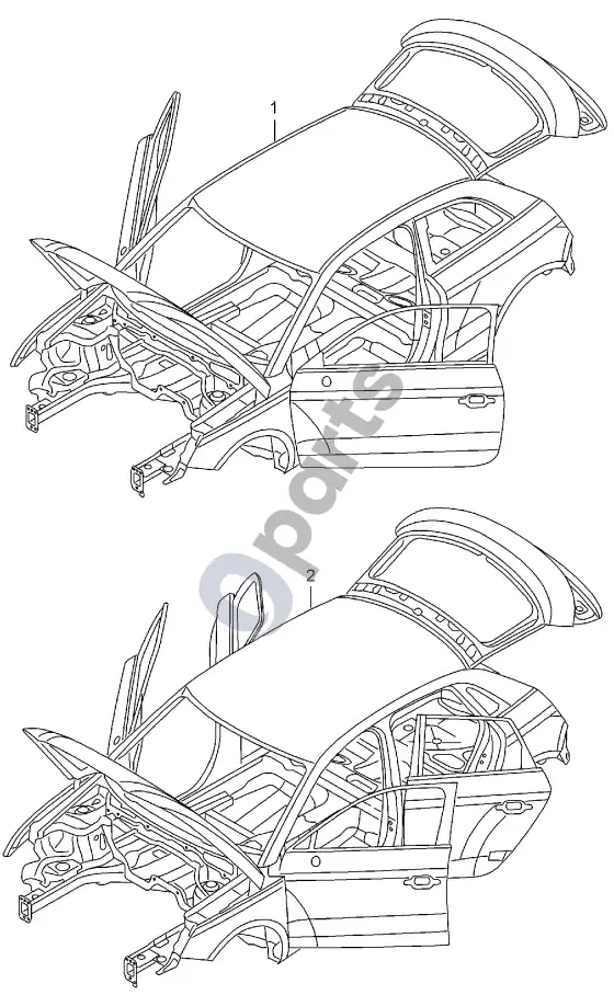 Audi A1 kėbulas – schema