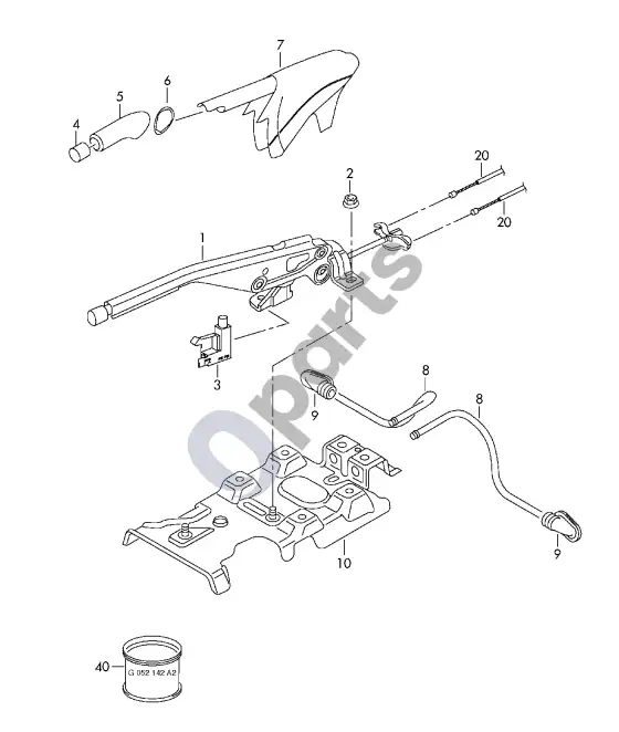 Audi A1 stabdžių svirtis – schema