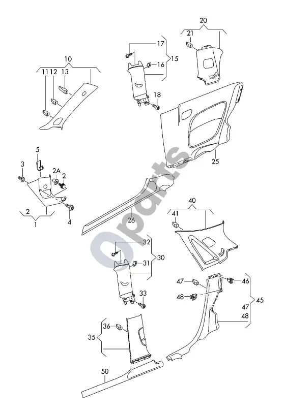 Audi A1 statramščio apdaila – schema