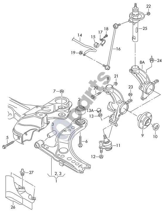 Audi A1 svirtis – schema