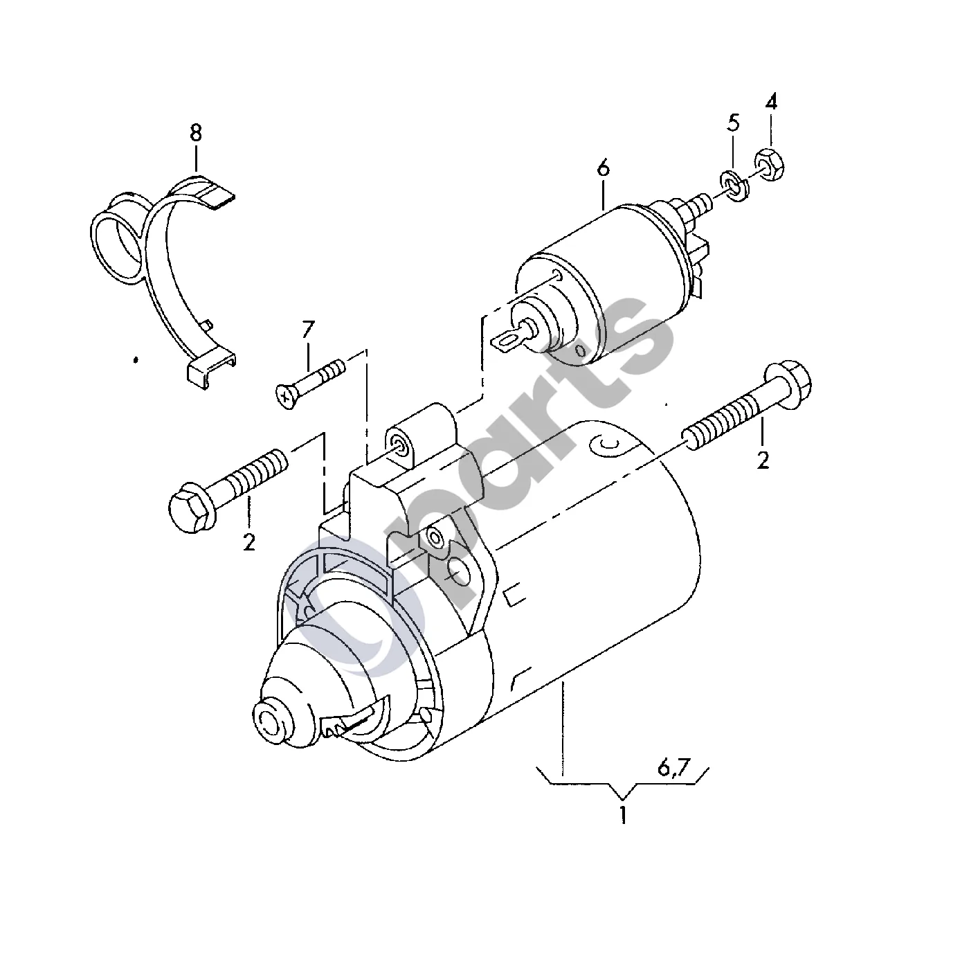 Audi A1 (2010–2018) Starterio versija schema – Starteris
