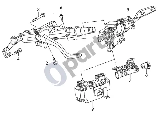 Audi A1 vairo kolonėlė – schema
