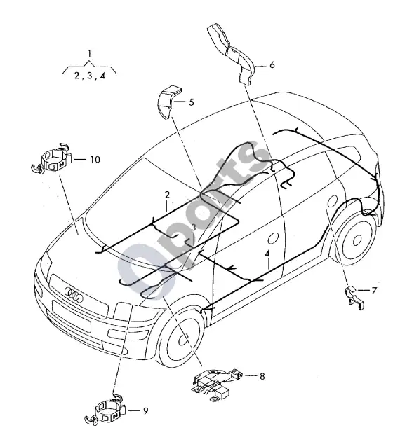 Audi A2 centrinė laidų pynė – schema