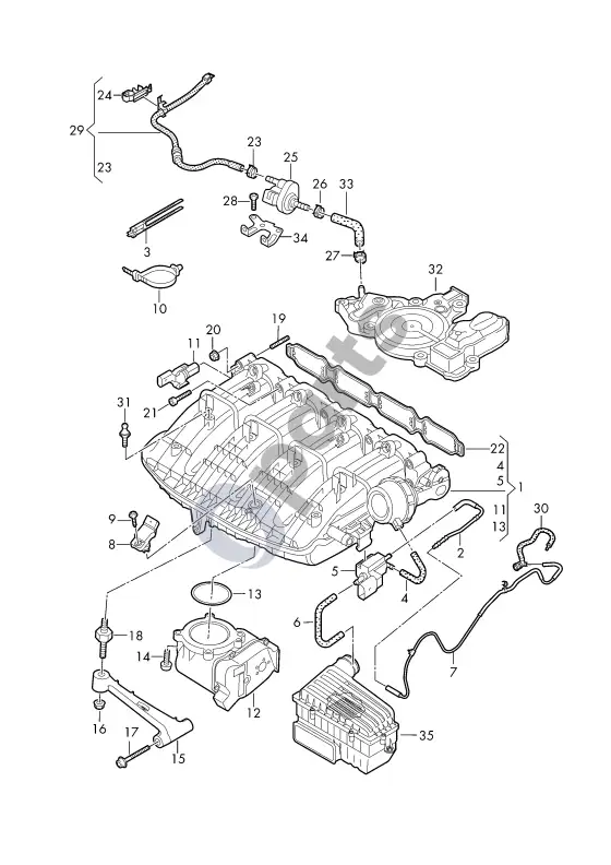 Audi A3 8Y įsiurbimo sistema; vakuuminė sistema – schema