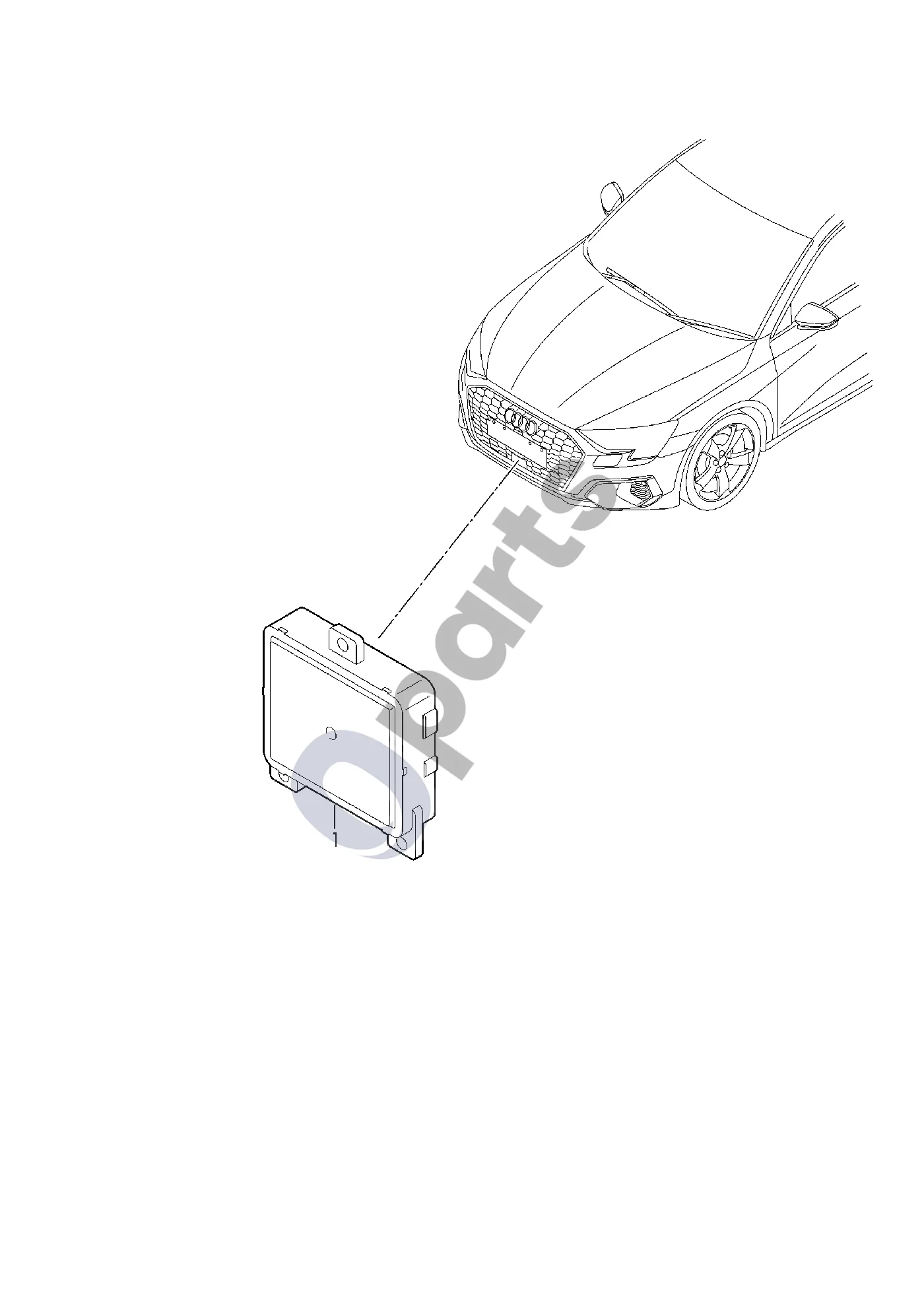 Audi A3 8Y (2020–) Radaro jutiklis schema – pozicija 1: Radaro jutiklis