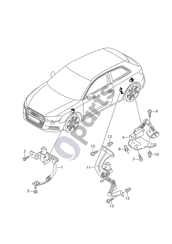 Audi A3 8Y sensor for headlight range control – schema