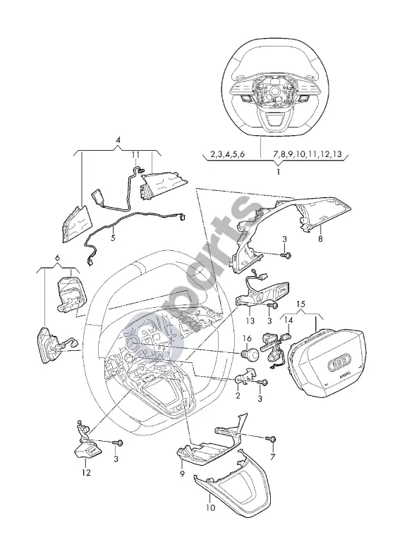 Audi A3 8Y vairas – schema