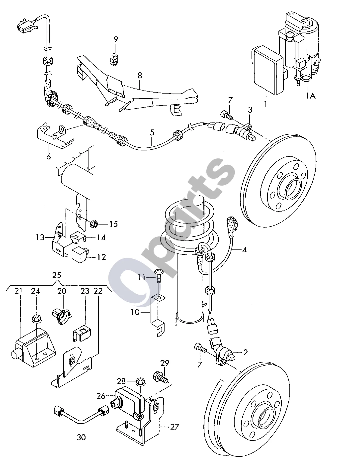 Audi A3 S3 8L (1996–2003) ABS valdymo blokas schema – pozicija 3: Greičio jutiklis