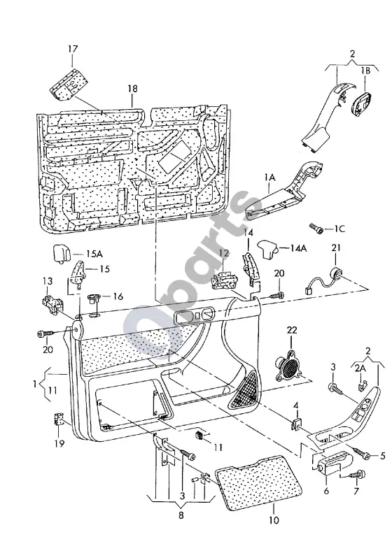 Audi A3 S3 8L durų skydas – schema