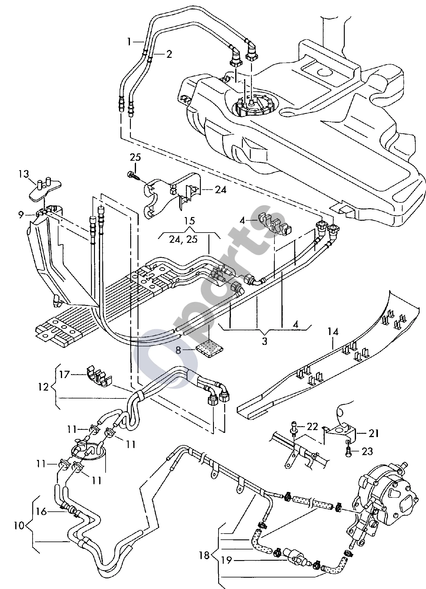 Audi A3 S3 8L (1996–2003) Fuel line; fuel cooling schema – pozicija 19: Temperatūros jutiklis