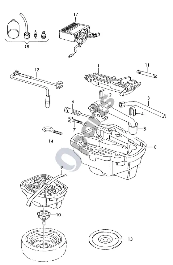 Audi A3 S3 8L domkratas; įrankis – schema