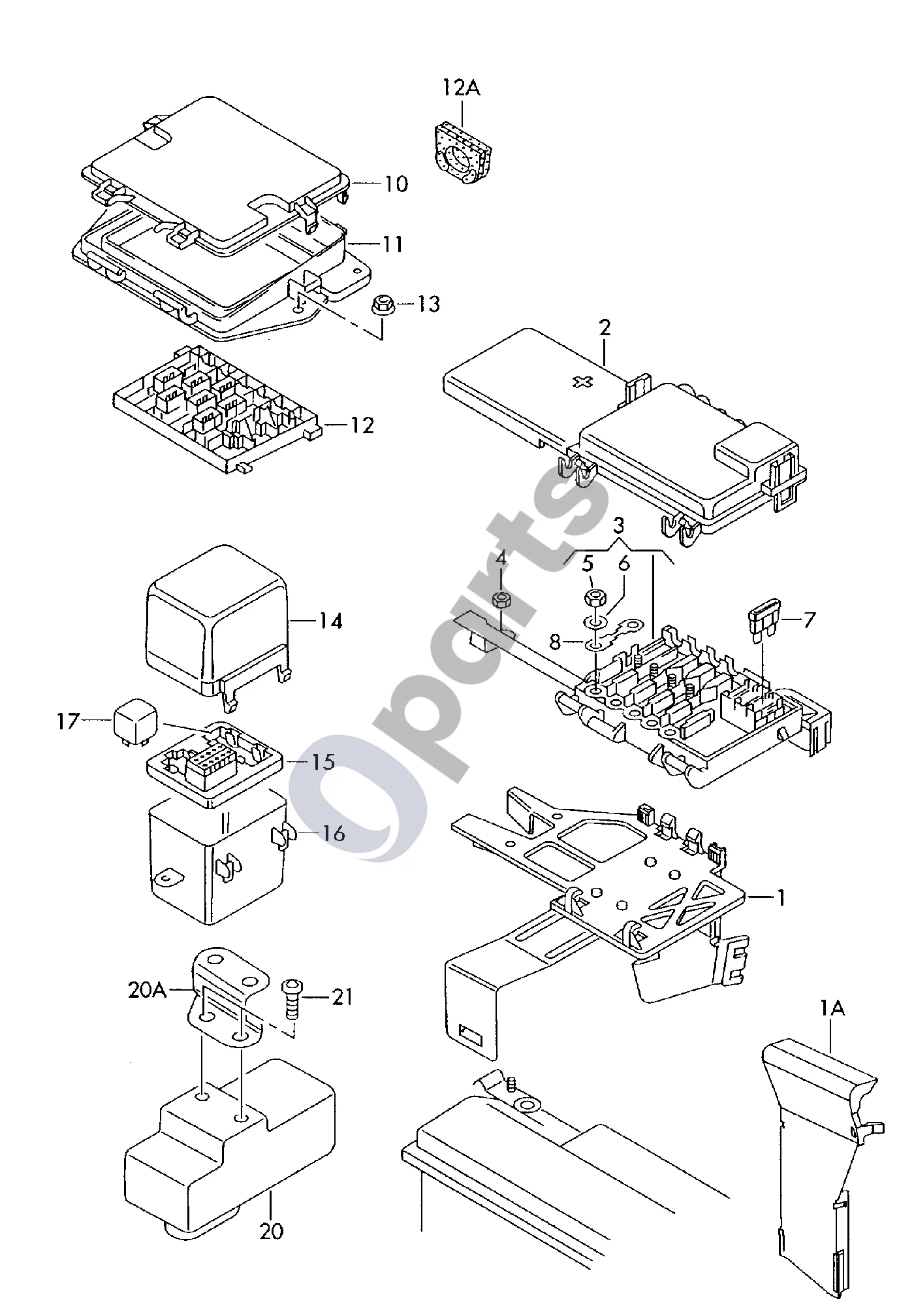 Audi A3 S3 8L (1996–2003) Saugiklio lizdas schema – Relė; Valdymo blokas