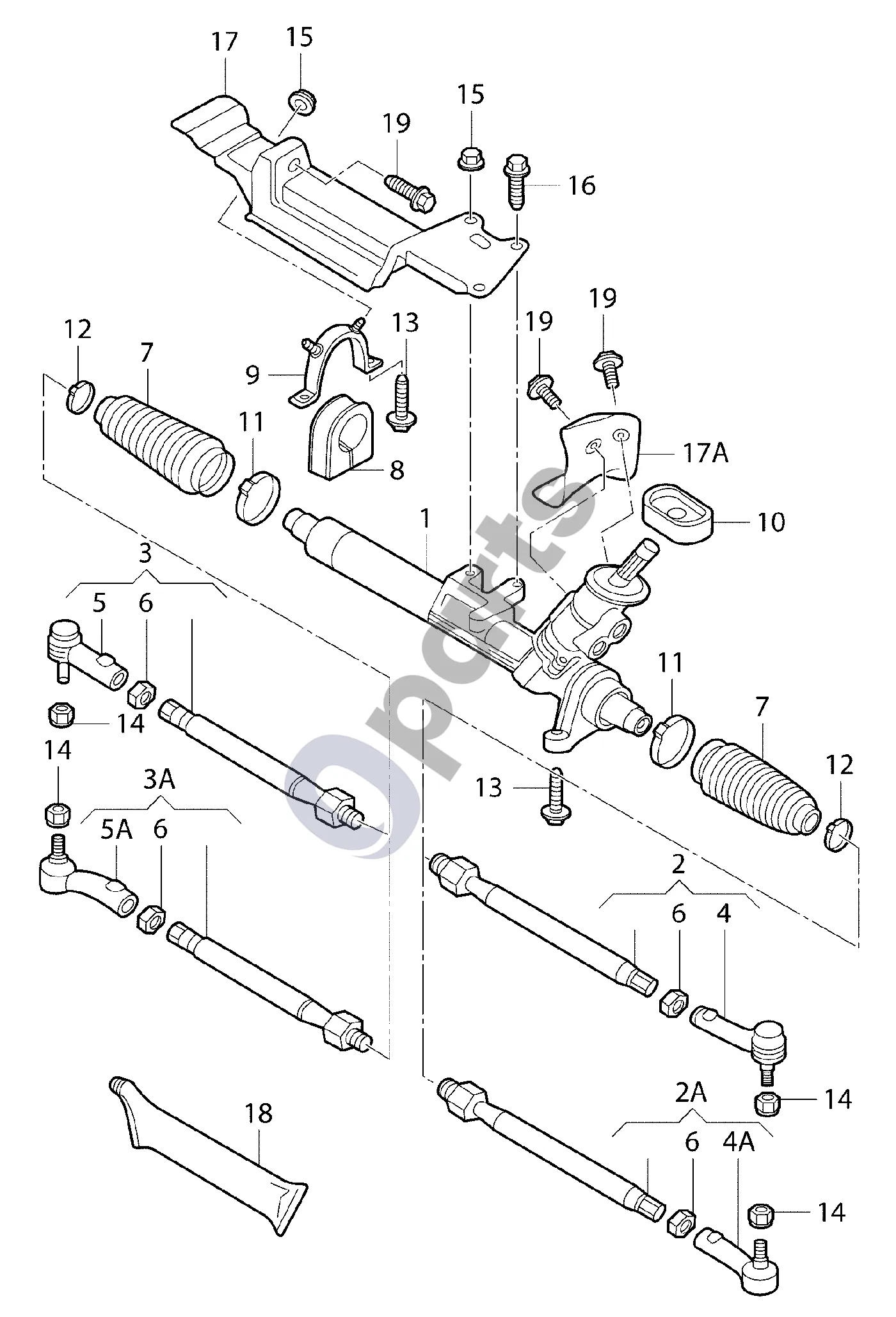 Audi A3 S3 8L (1996–2003) Vairo pavara; vairo stiprintuvas schema – pozicija 7: Apsauginė movа