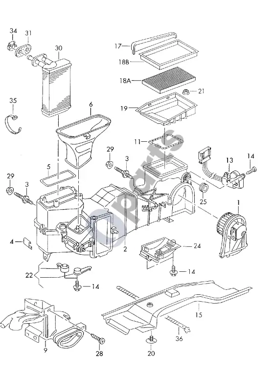 Audi A3 S3 8L ventiliatorius – schema