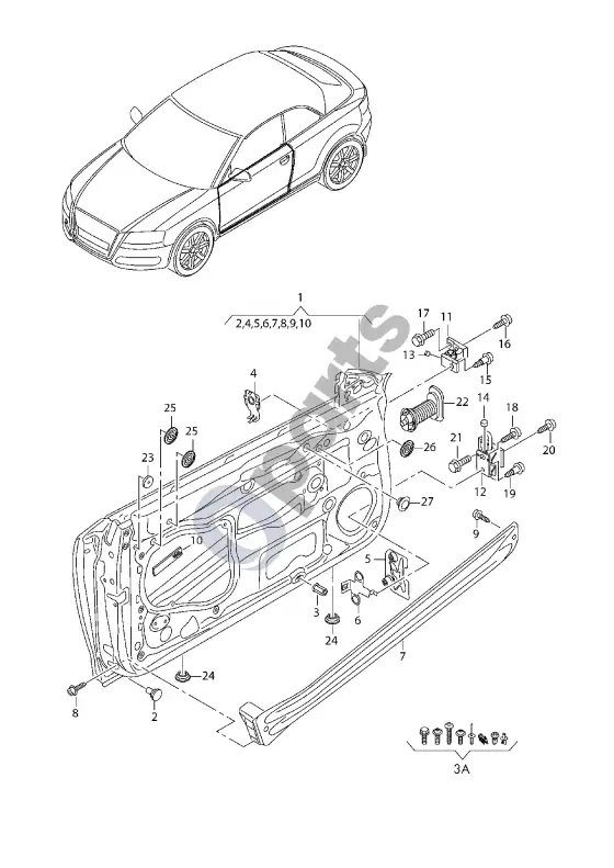 Audi A3 S3 8P durys – schema