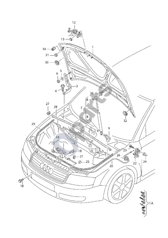 Audi A3 S3 8P sklendė – schema