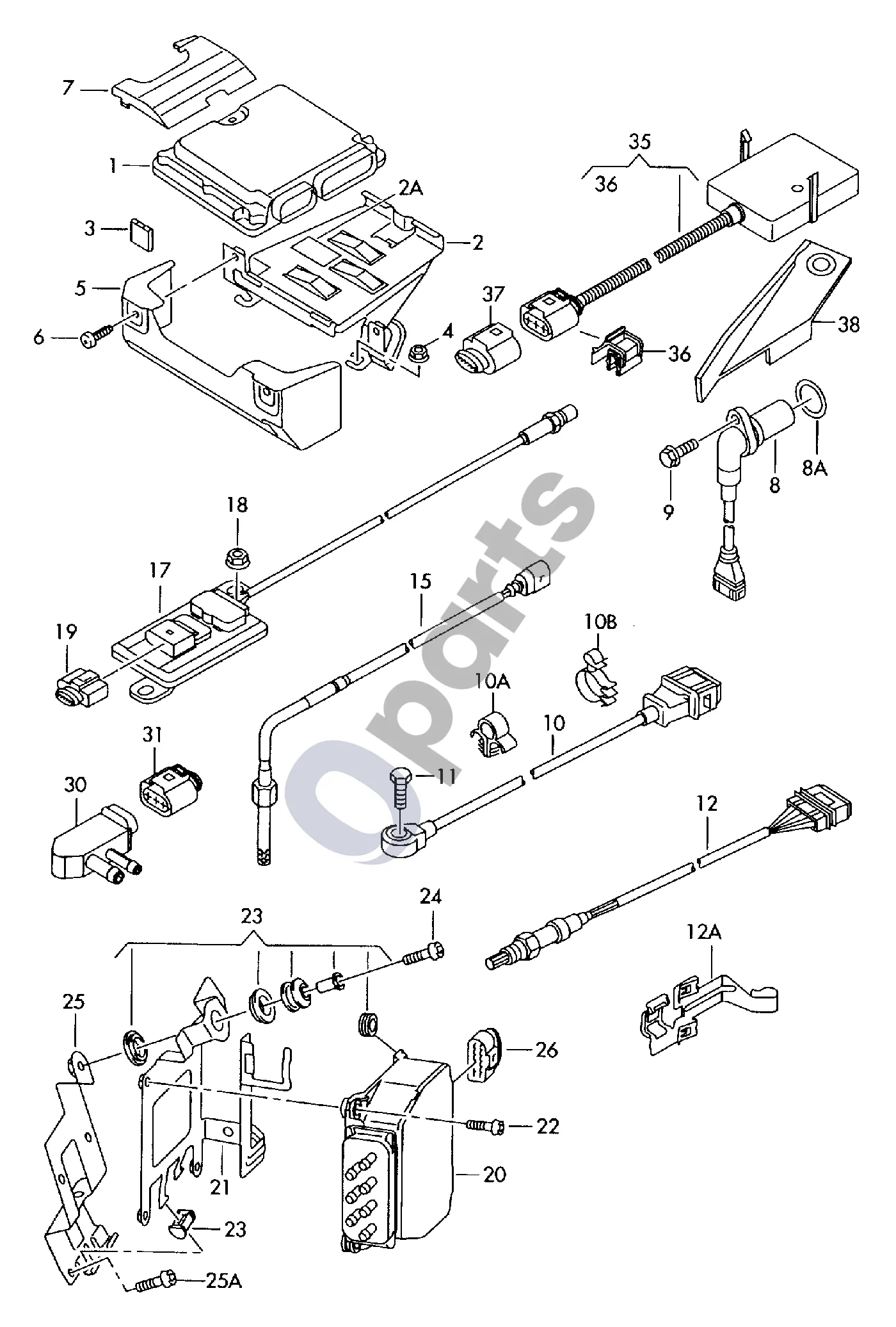 Audi A3 S3 8P (2003–2012) Variklio valdymo blokas schema – Lambda zondas; (už katalizatoriaus)