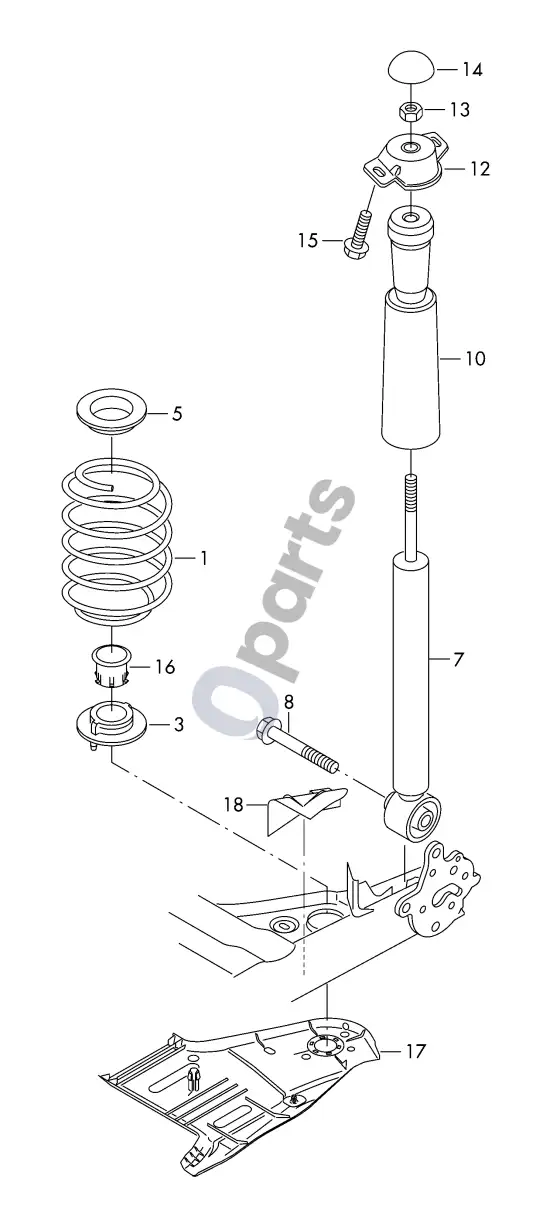 Audi A3 S3 8V pakaba; amortizatorius – schema