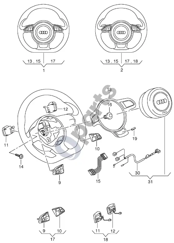 Audi A3 S3 8V vairas – schema