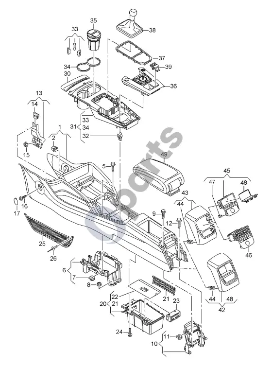 Audi A3 S3 8V centrinė konsolė – schema