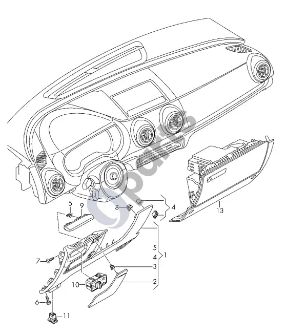Audi A3 S3 8V daiktų skyrius – schema