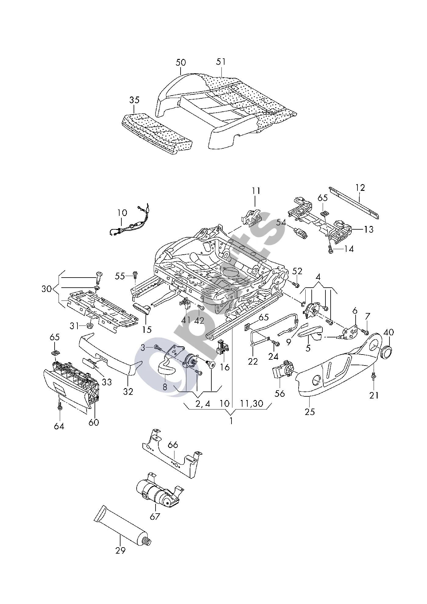 Audi A3 S3 8V (2013–2019) Sėdynės rėmas schema – pozicija 13: Vaikiškos kėdutės laikiklis