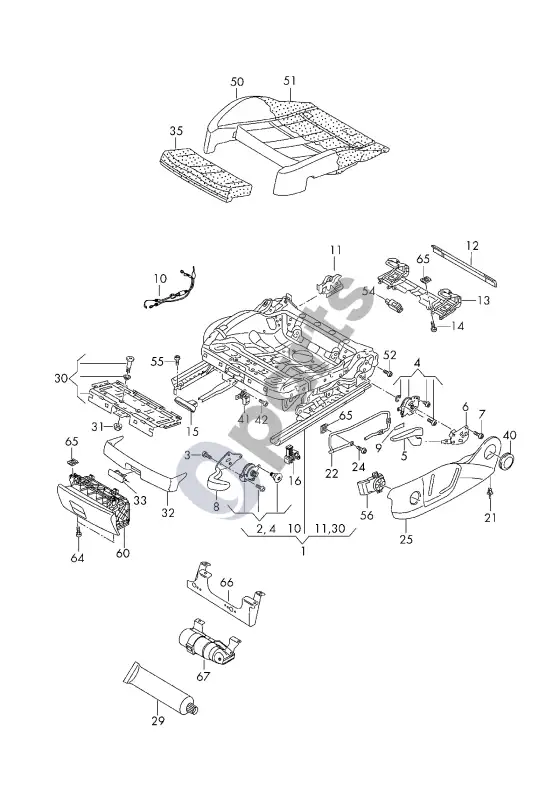 Audi A3 S3 8V sėdynės rėmas – schema