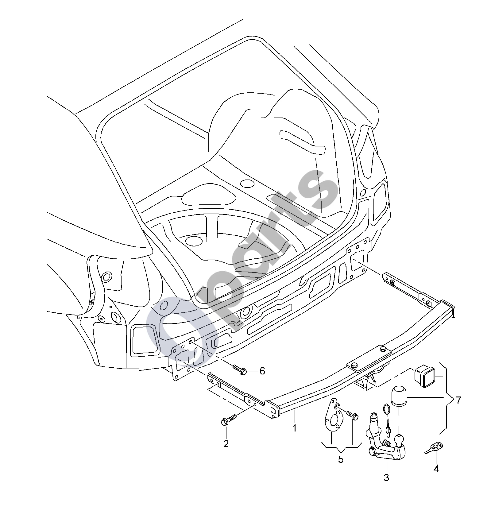 Audi A3 S3 8V (2013–2019) Towbar, removable schema – Varžtas šešiakampe galvute su kakleliu (kombinuotas) D - 16.06.2014>>