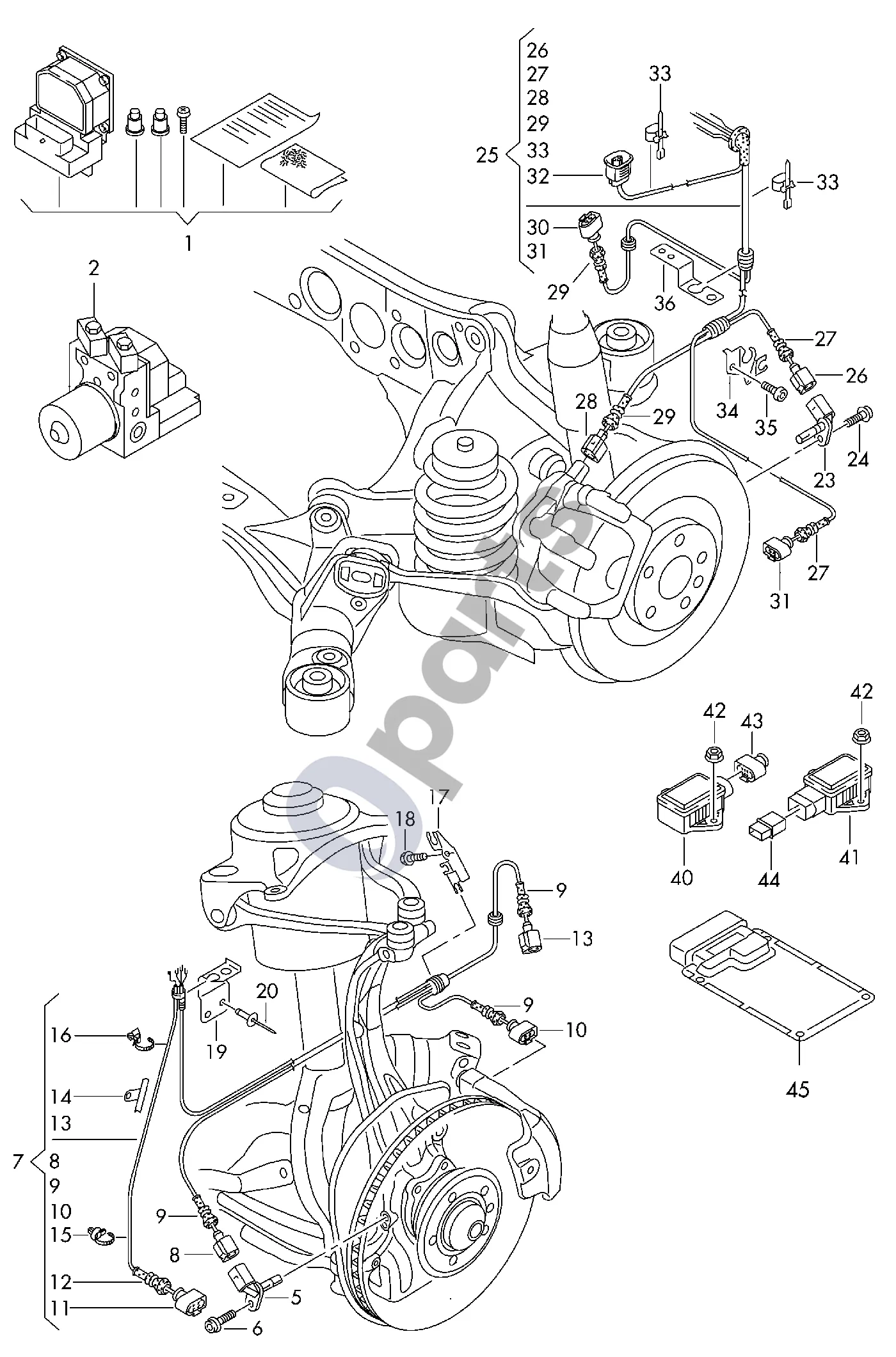 Audi A4 Allroad B8 (2008–2016) ABS valdymo blokas schema – pozicija 5: Greičio jutiklis