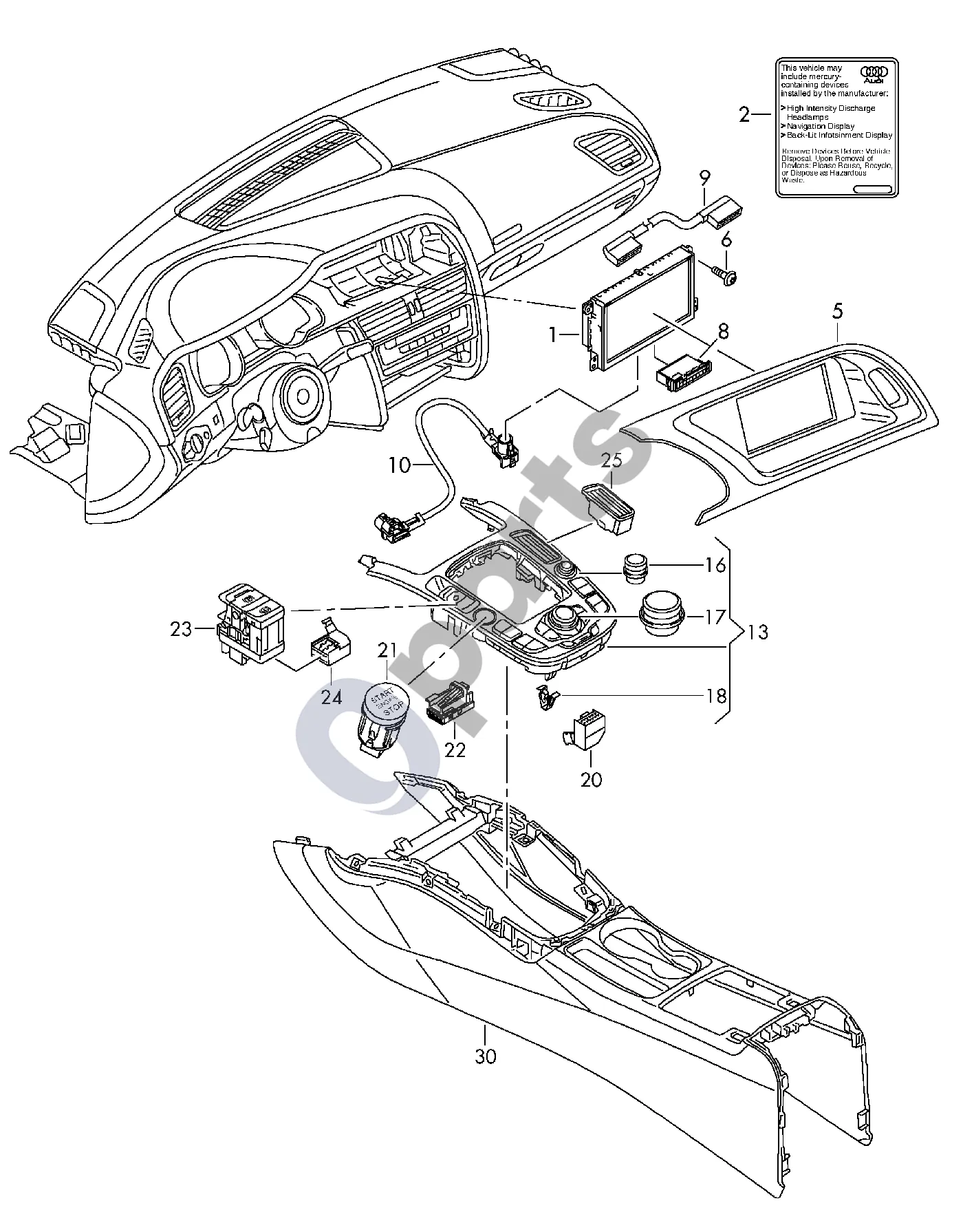 Audi A4 Allroad B8 (2008–2016) Halogeninis žibintas schema – Kronšteinas