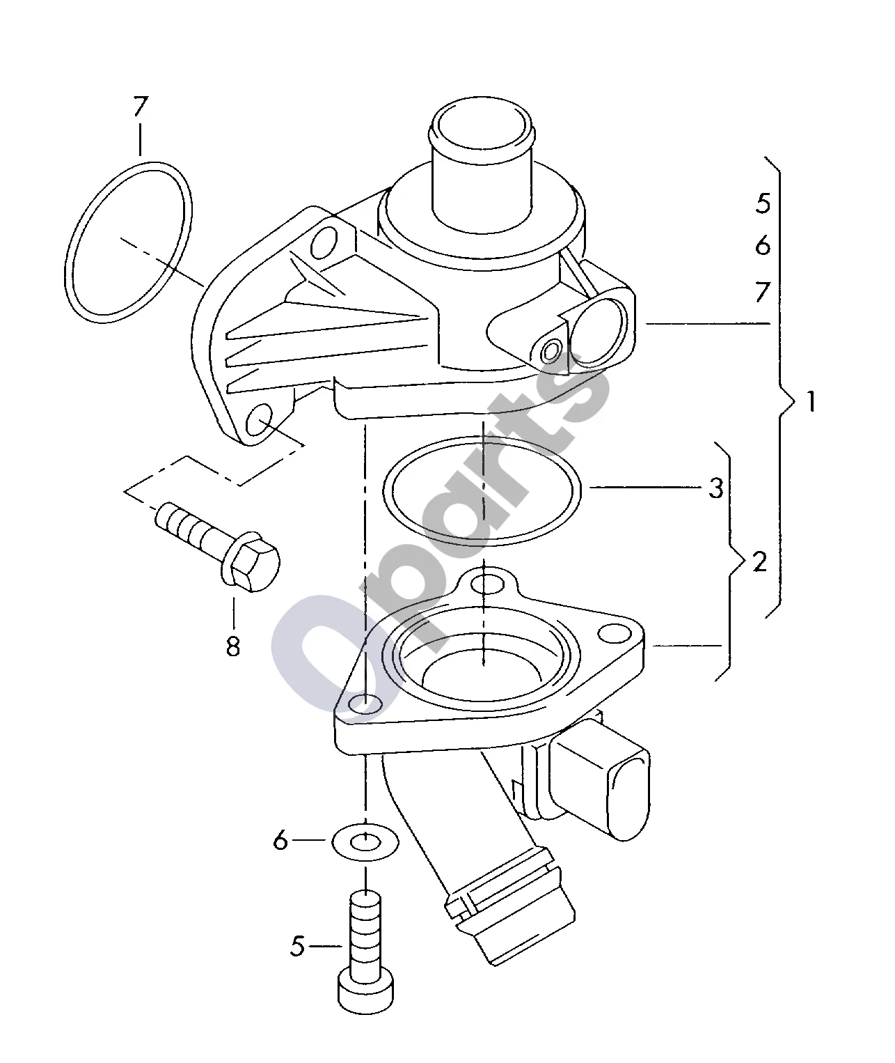 Audi A4 S4 B6 8E 8H (2001–2005) Aušinimo skysčio reguliatorius schema – Aušinimo skysčio reguliatorius