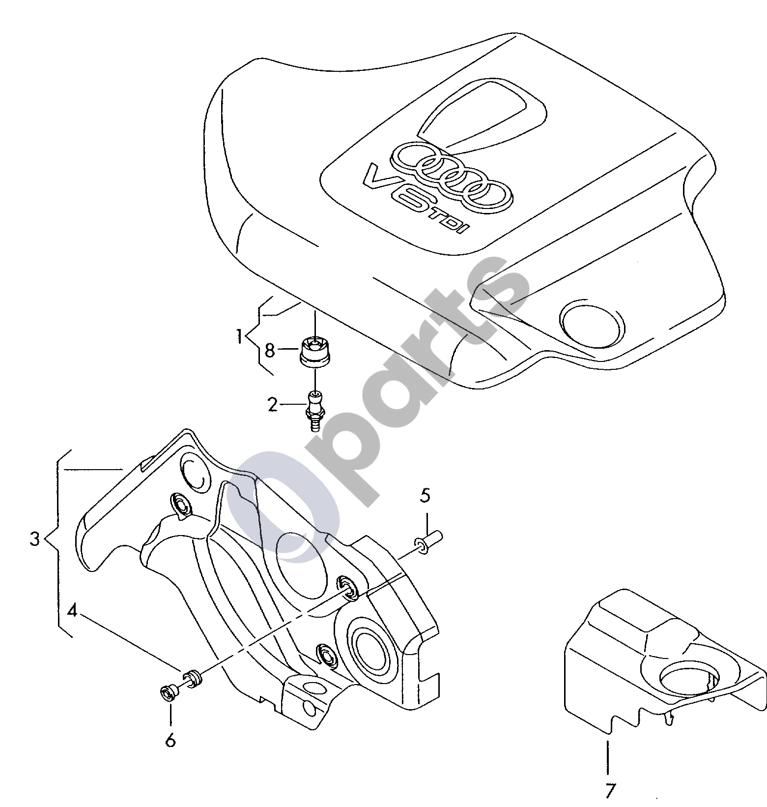 Audi A4 S4 B7 8E 8H (2005–2008) Dangtis schema – pozicija 2: Rutulinis kaištis