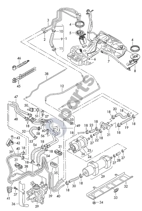 Audi A4 S4 B8 8K kuro vamzdynas; kuro siurblys – schema